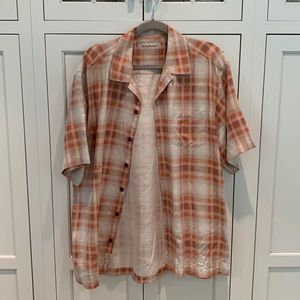 VINTAGE Tommy Bahama orange plaid shirt